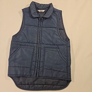 VTG Big Smith Men Nylon Puffer Vest Blue M 18x25" Ring Zip Work Wear Outdoor USA